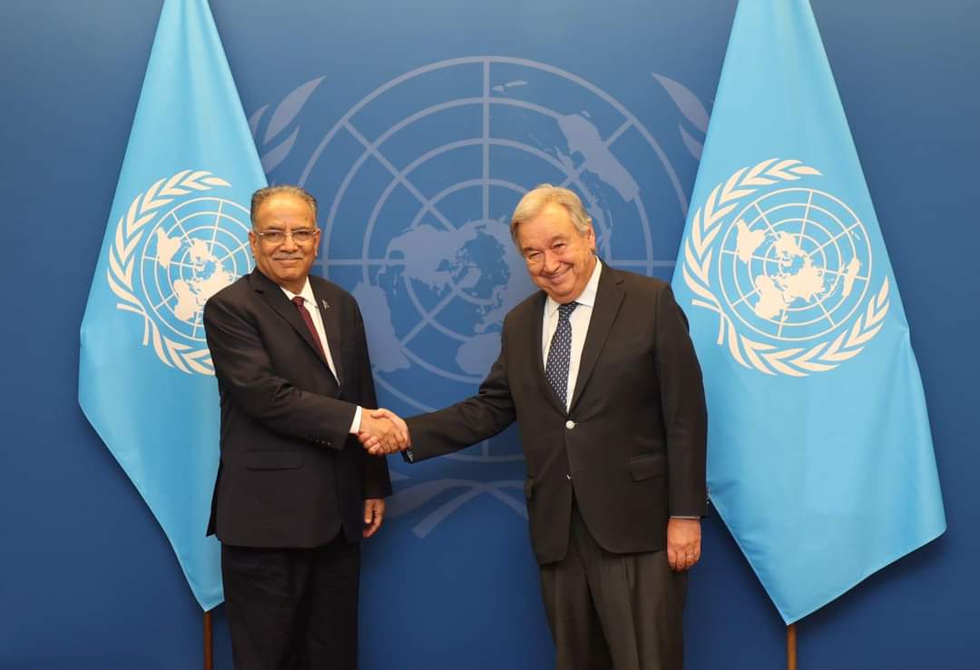 PM Dahal in NYC: Meets with UNSC Guterres