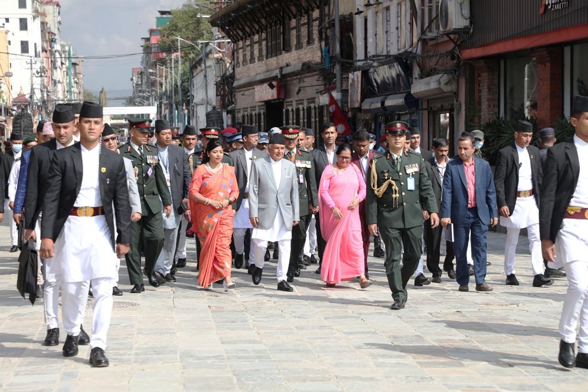 President Poudel Joins Indra Jatra Festivities on Foot