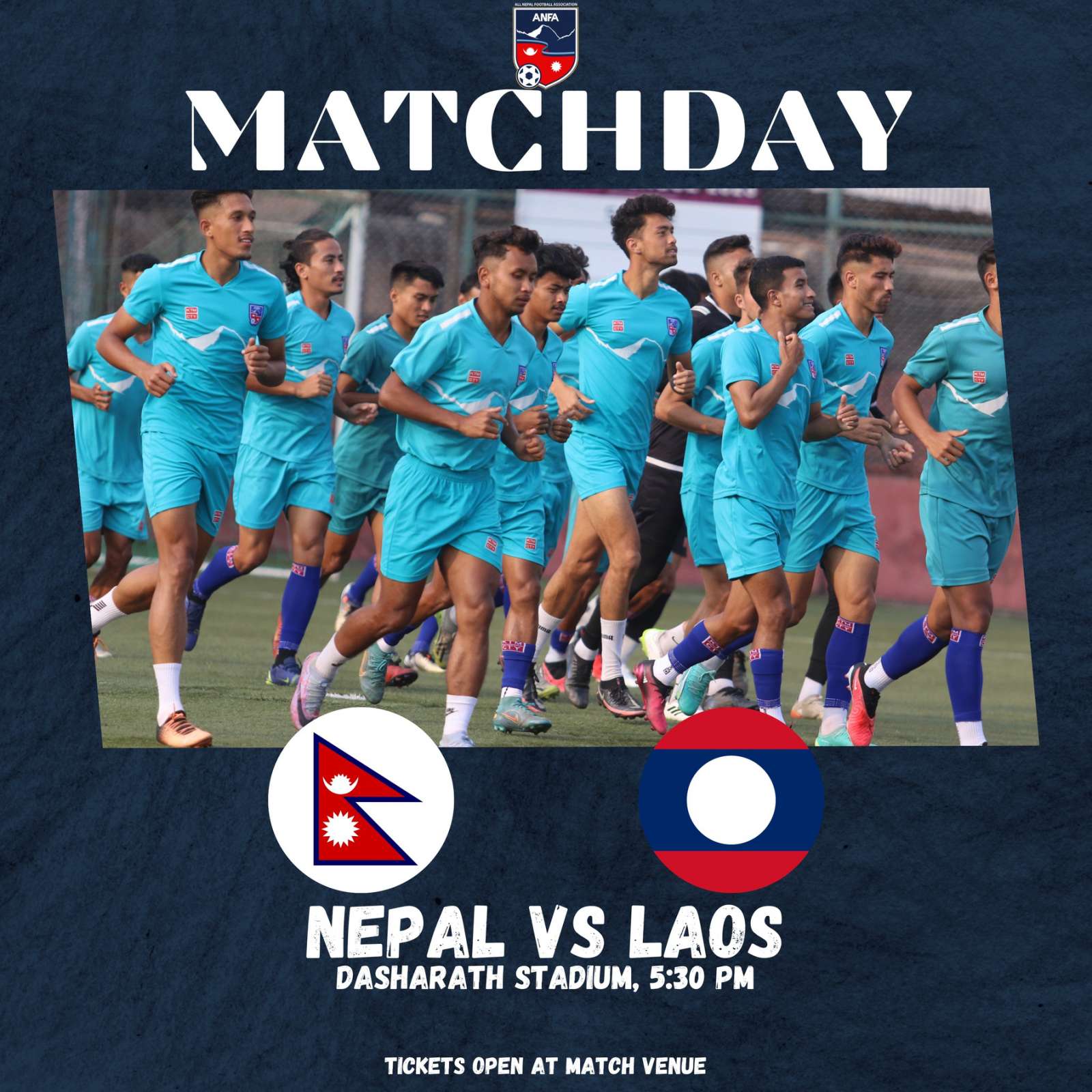 Football between Nepal and Laos today in Kathmandu