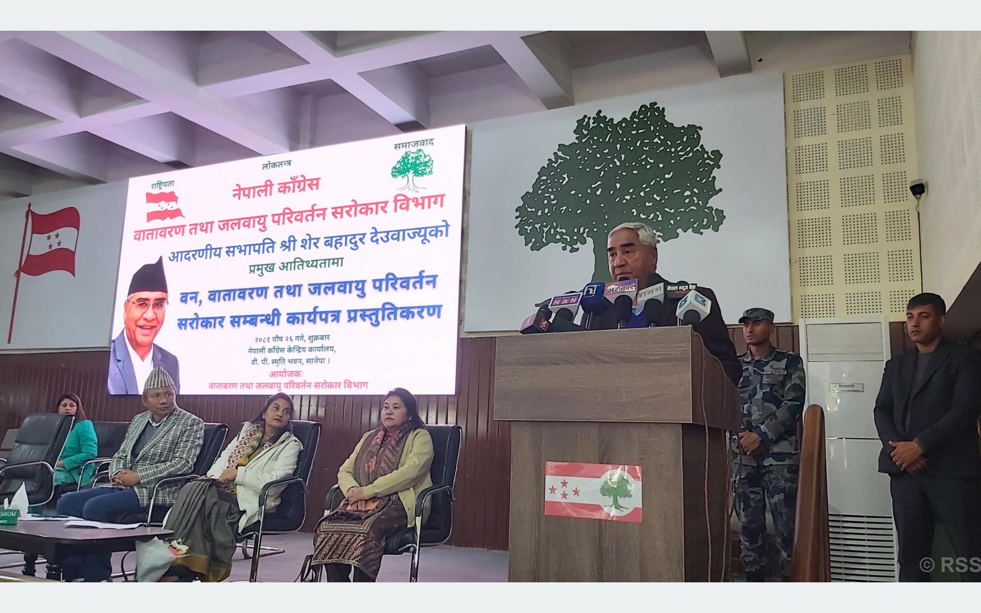 Nepal should deliver message to reduce climate change impacts: NC President Deuba