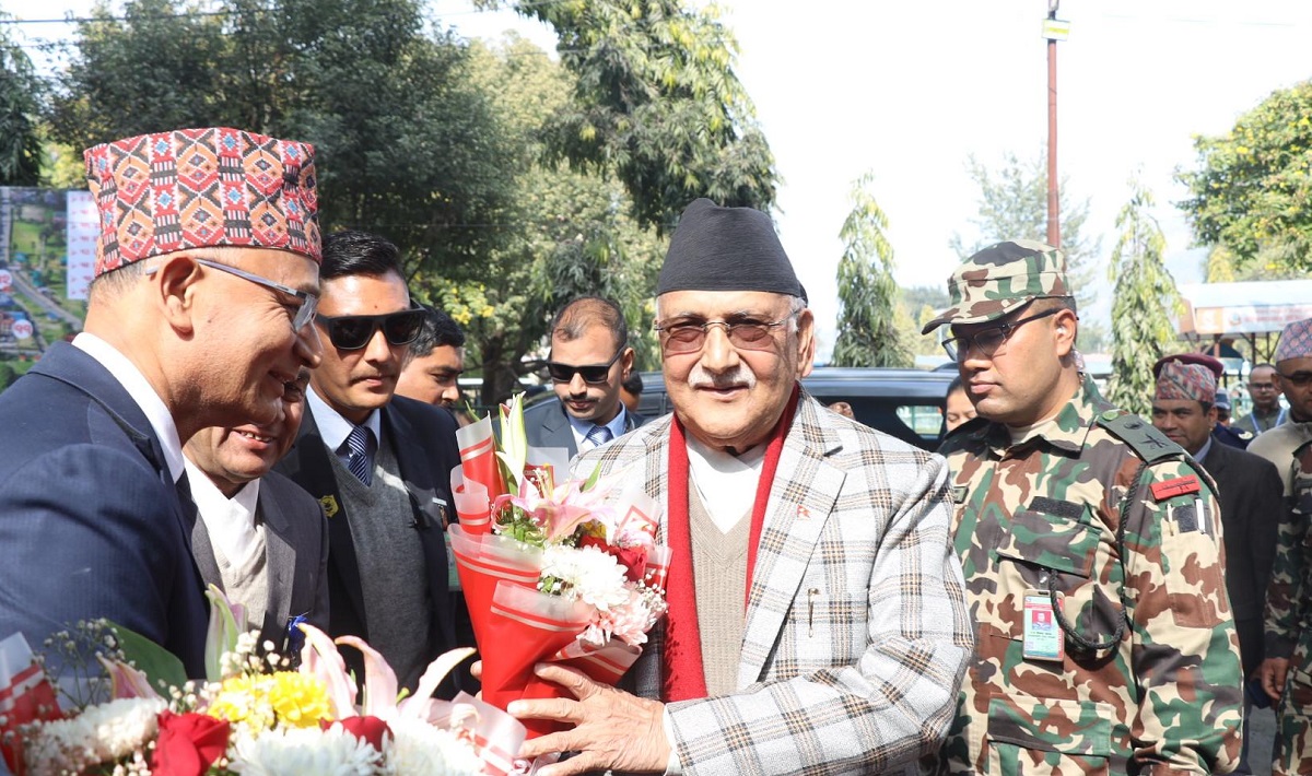 PM Oli arrives in Pokhara