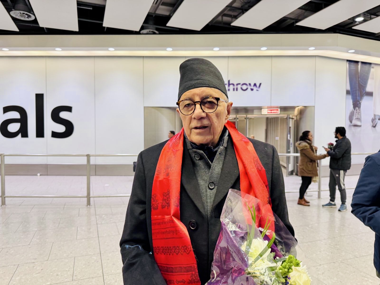 Congress leader Dr. Koirala arrives in London