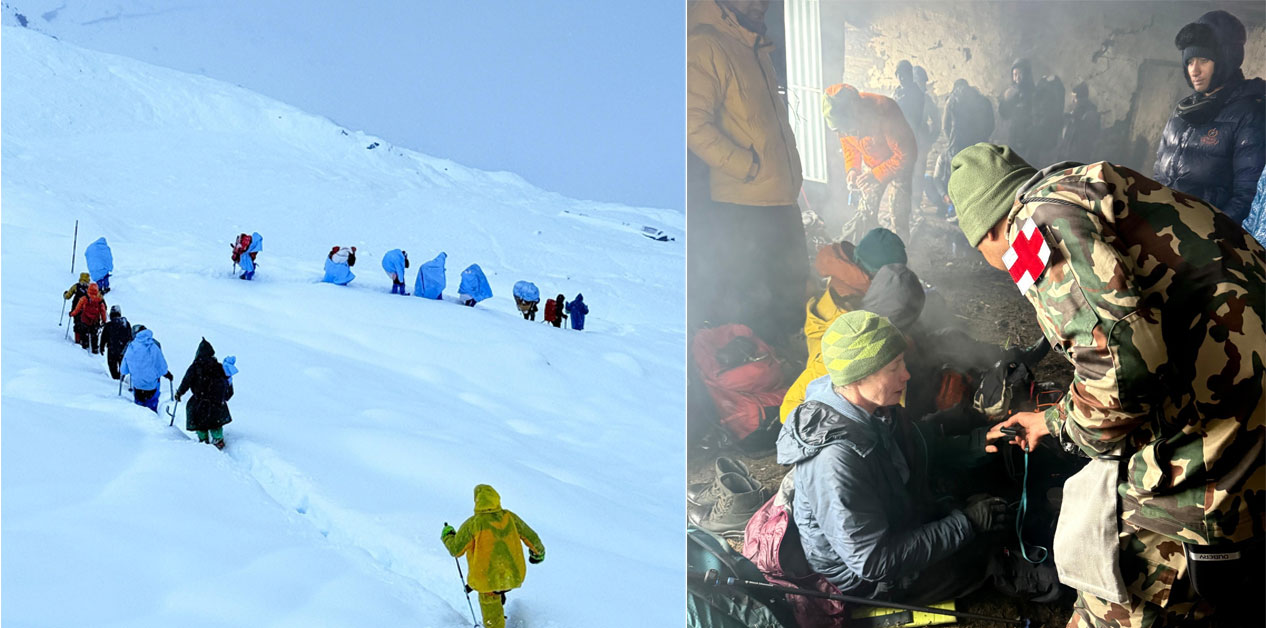 मुस्ताङको हिमपात प्रभावित क्षेत्रबाट १५ पर्यटकको उद्धार