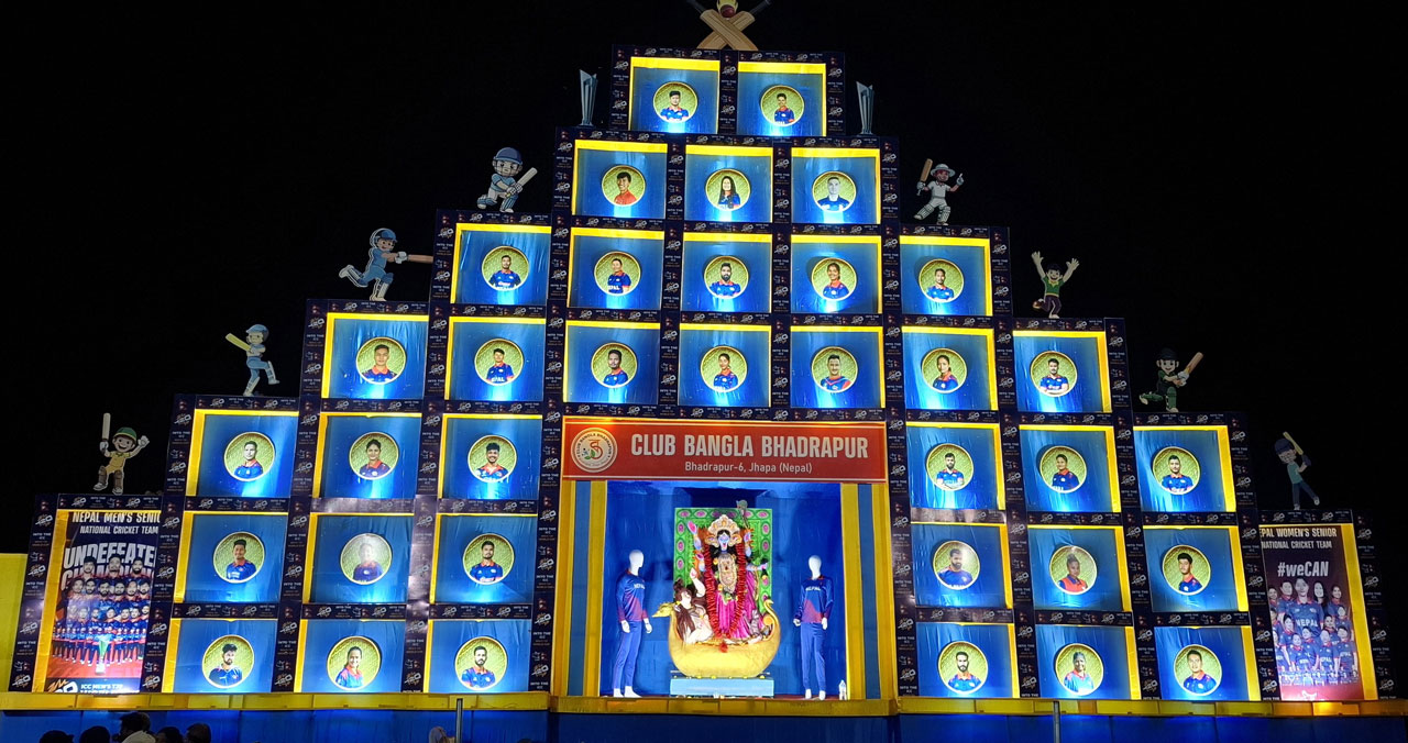 कालीपूजा पण्डालमा क्रिकेटरका तस्बिर