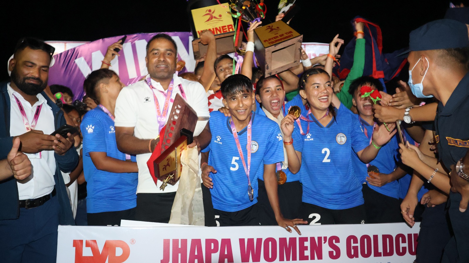 झापा महिला गोल्डकप : मीनाको निर्णायक गोलमा पुलिस बन्यो च्याम्पियन