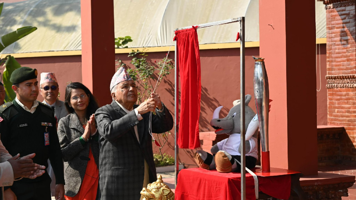 राष्ट्रपति पौडेलद्वारा १३औँ किन्डर ओलम्पिक मस्कर्टको अनावरण