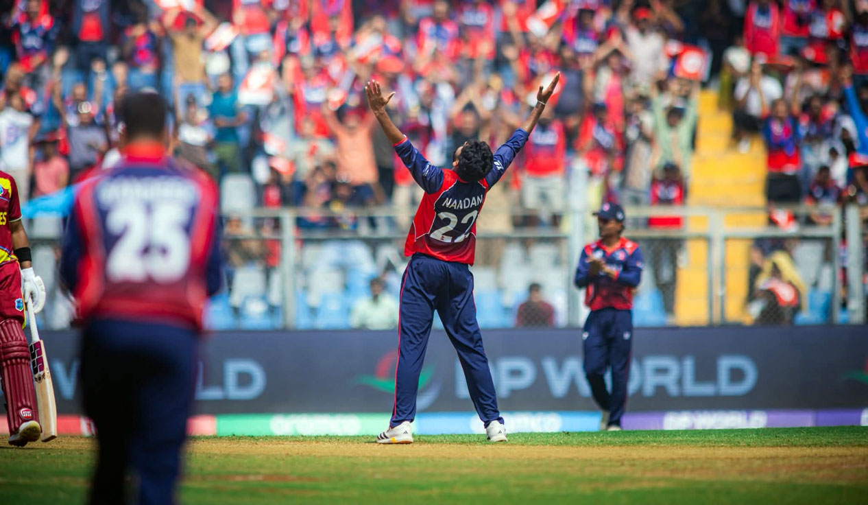 नन्दनले लिए वेस्ट इन्डिजको पहिलो विकेट