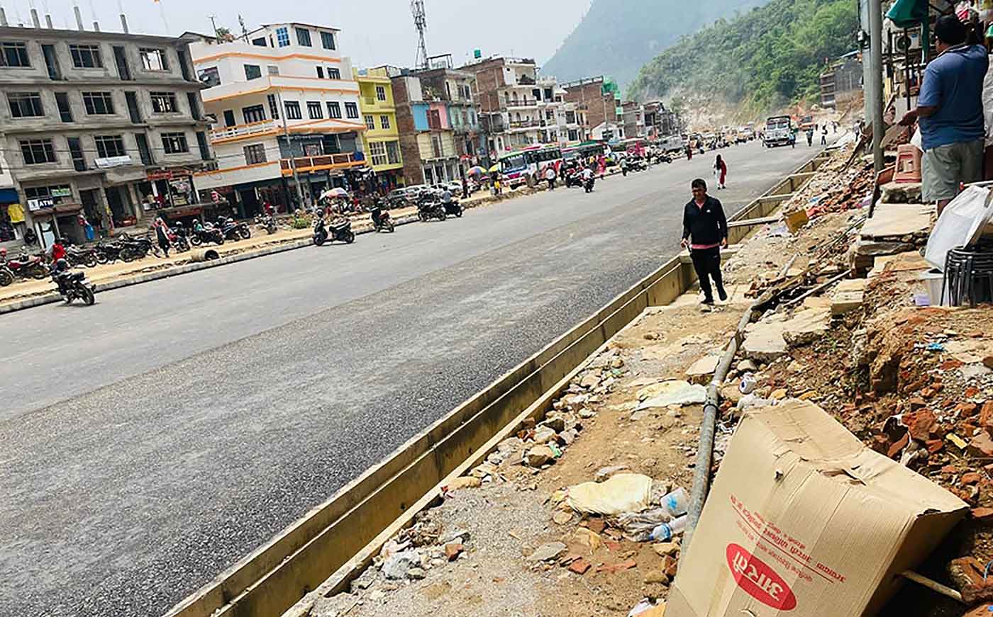 पोखरा–मुग्लिन सडकको पश्चिम खण्डमा धमाधम काम