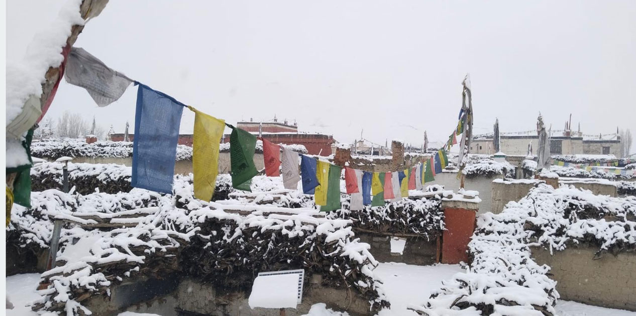 मुस्ताङको तल्लो क्षेत्रमा बाक्लो हिमपात