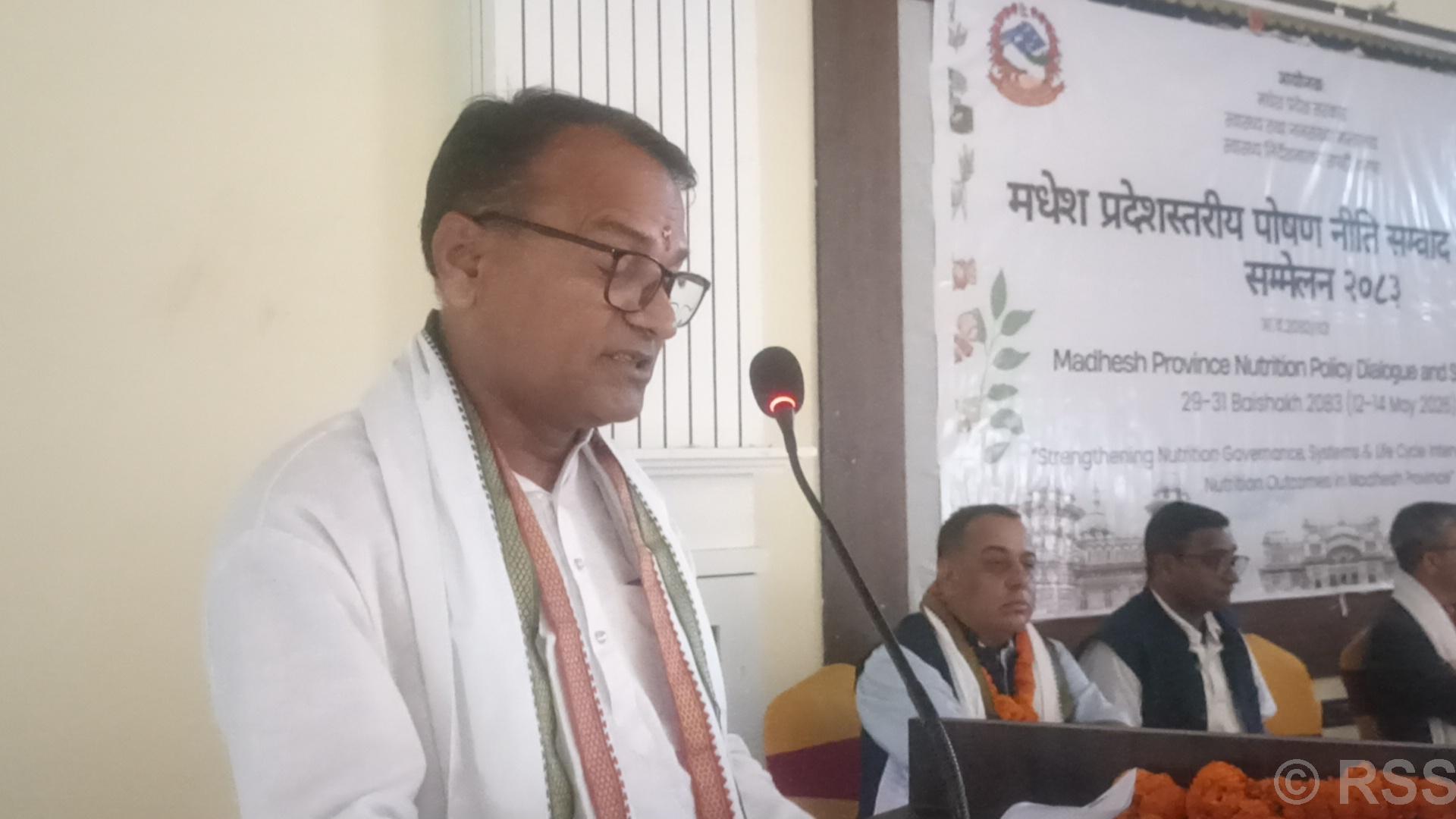 मधेसमा पोषण सुधार हुनुपर्नेमा सभामुख यादवको जोड