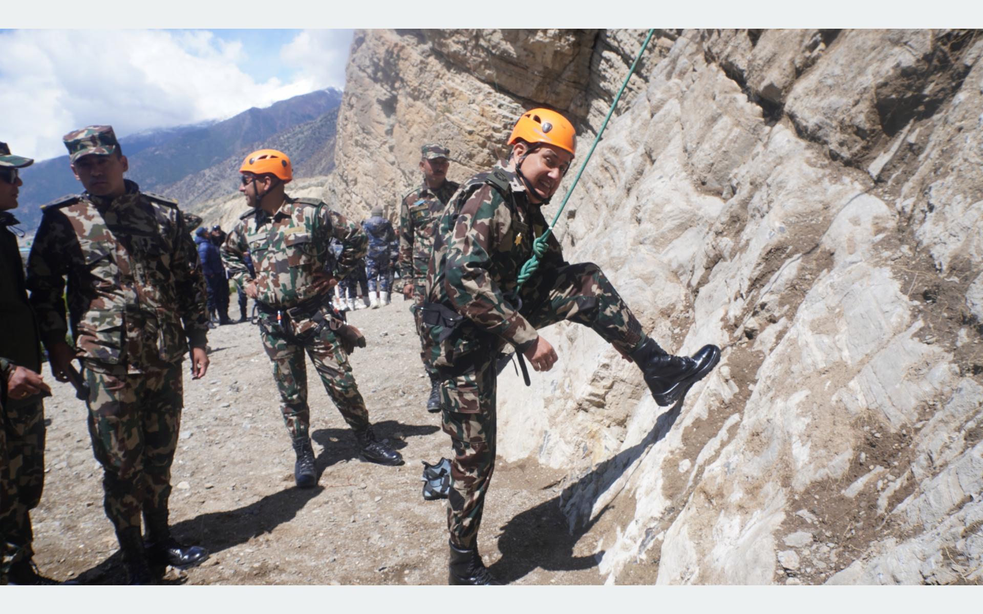 मुस्ताङमा नेपाली सेनाको दुईदिने ‘हाइअल्टिच्युड सर्च एन्ड रेस्क्यु’ अभ्यास सुरु